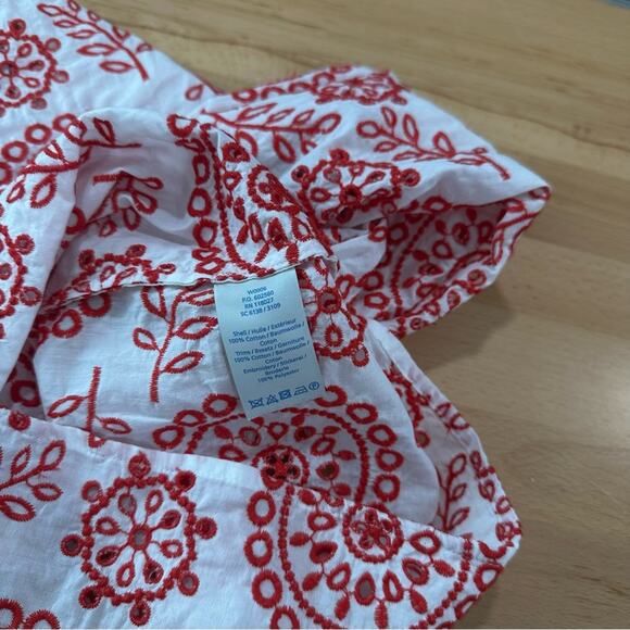 Boden Clara Broderie Anglaise Eyelet Emboidered Red White 3/4 Sleeve Top size 4 - Picture 6 of 7
